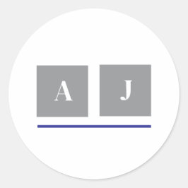 Adesivo Redondo Cinzas e iniciais brancas clássicas