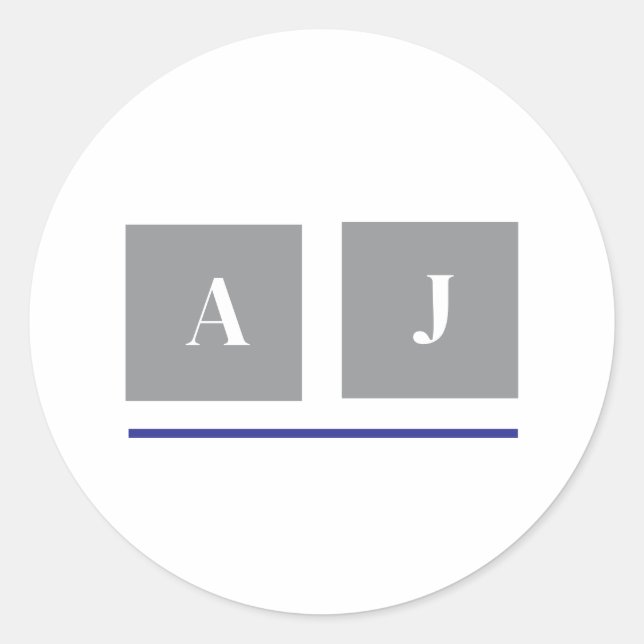 Adesivo Redondo Cinzas e iniciais brancas clássicas (Frente)