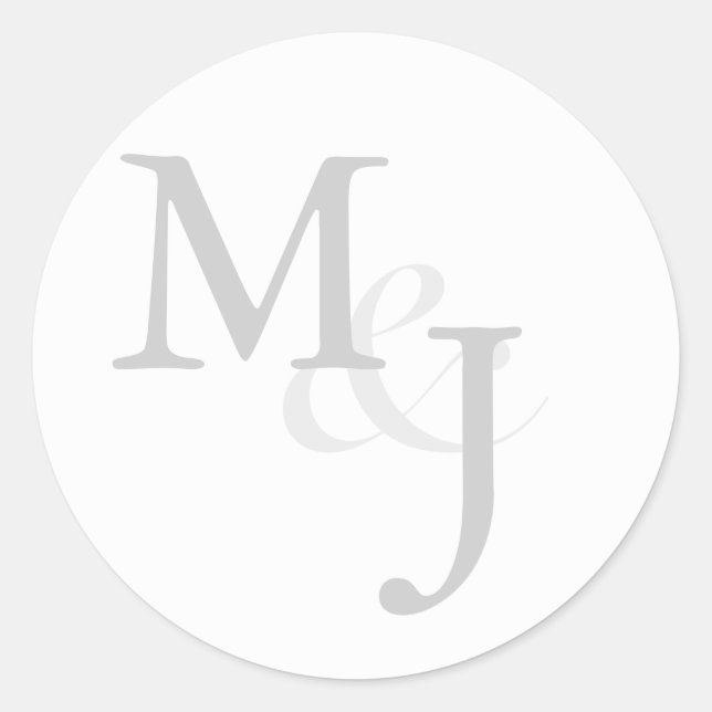 Adesivo Redondo Cinzas E Selos De Envelope De Casamento Monograma  (Frente)