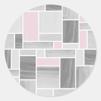 Adesivo Redondo Cinzas e Vinhetas de Vidro Colchadas Rosa