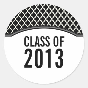 Adesivo Redondo Cinzas Elegantes De Graduação De Quatrefoil