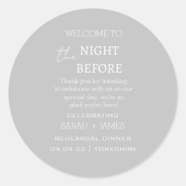 Adesivo Redondo Cinzas Elegantes na Noite Antes do Casamento Obrig