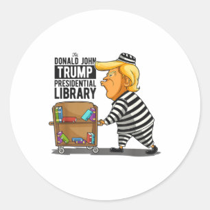 Adesivo Redondo Cinzas Engraçadas Da Biblioteca Anti-Trump _ Ajust