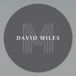 Adesivo Redondo Cinzas Escuras - Nome Moderno Monograma