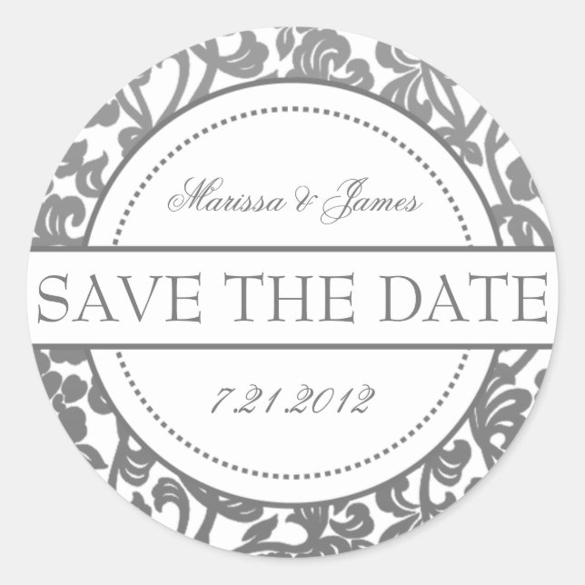 Adesivo Redondo Cinzas Góticas e Selas de Envelopes Floreados Bran (Frente)