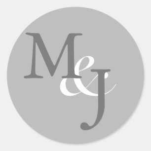 Adesivo Redondo Cinzas Ligeiras Envelopes De Casamento Monogramas