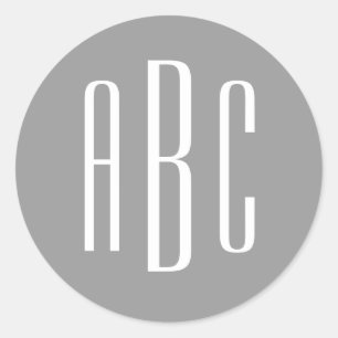 Adesivo Redondo Cinzas modernas e branco, simples, três letras, m
