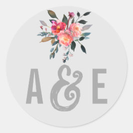 Adesivo Redondo Cinzas modernas | Flower Wedding Envelope Seals