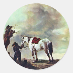 Adesivo Redondo Cinzas., por Philips Wouwerman (a melhor