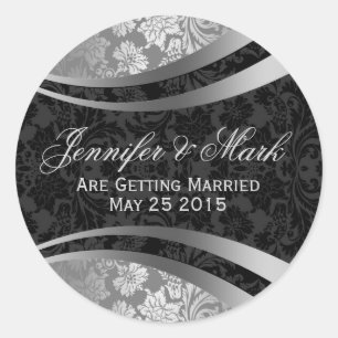 Adesivo Redondo Cinzas pretas e prateadas da Elegante - Damascos F