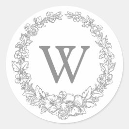 Adesivo Redondo Cinzas Versalhes | Monograma Floral Clássico