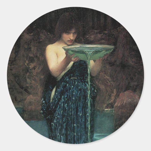 Adesivo Redondo Circe Invidiosa por John William Waterhouse (Frente)