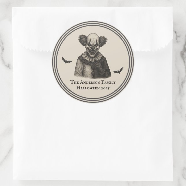 Adesivo Redondo Circo Antigo | Tema de Carnaval Assombrado de Hall (Bolsa)