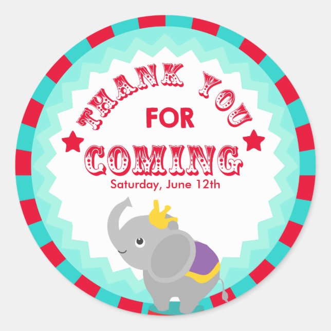 Adesivo Redondo Circo Obrigado por favor. (Frente)