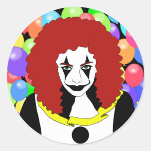 Adesivo Redondo Circo Palhaço Garota Má gótico de terror