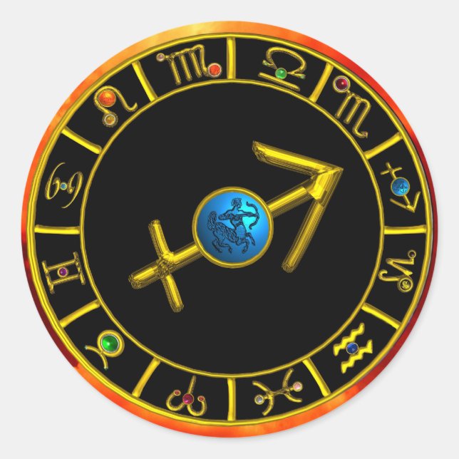 ADESIVO REDONDO CIRCULAÇÃO DE SINAIS DE ANIVERSÁRIO DO SAGITÁRIO E (Frente)