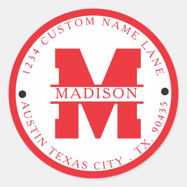 Adesivo Redondo Circular address labels,monogram address labels (Frente)
