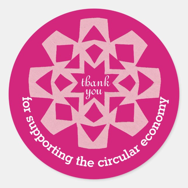 Adesivo Redondo Circular economy thank you sticker pink snowflake (Frente)