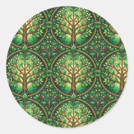 Adesivo Redondo Circular sticker design featuring a repeating 