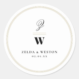 Adesivo Redondo Círculo Bares Clássicos Monograma Duplo Casamento 