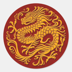 Adesivo Redondo Círculo chinês amarelo e vermelho tradicional do
