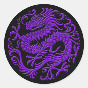 Adesivo Redondo Círculo chinês roxo e preto tradicional do drag