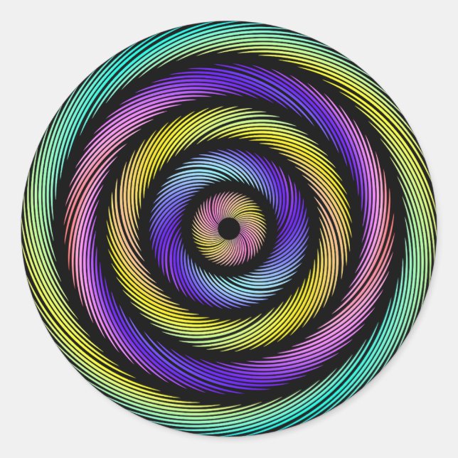 Adesivo Redondo círculo colorido de traços (Frente)