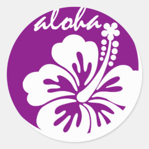 Adesivo Redondo Círculo da flor do roxo aloha