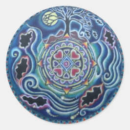 Adesivo Redondo Círculo das Estações - Queda do Equinox Mandala