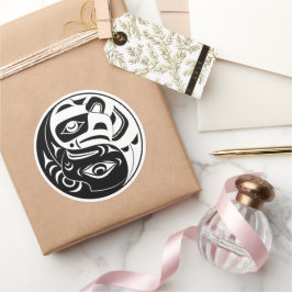 Adesivo Redondo Círculo De Águia Branca E Negra De Haida Thunderbi