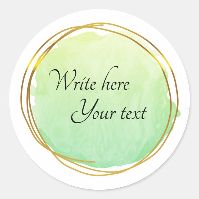 Adesivo Redondo Círculo de Aquarela de Lima Verde Dourado Elegante (Frente)
