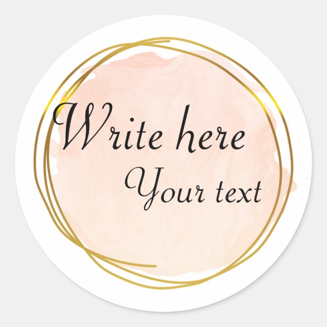 Adesivo Redondo Círculo de Aquarela Laranja Vermelho Dourado Elega (Frente)