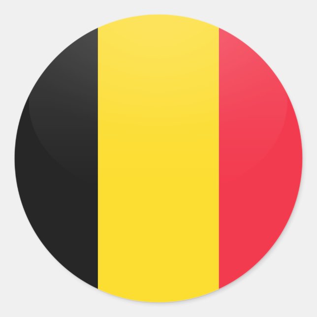 Adesivo Redondo Círculo de Bandeira de Qualidade da Bélgica (Frente)