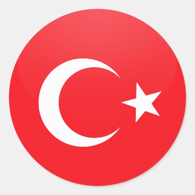 Adesivo Redondo Círculo de Bandeira de Qualidade Turquia (Frente)