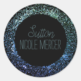 Adesivo Redondo Círculo de brilho azul