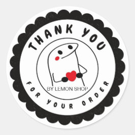 Adesivo Redondo Círculo de Caráter Negro Minimalista