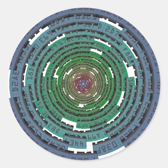 Adesivo Redondo Círculo de Criptografia - BLOQUEADO (Frente)