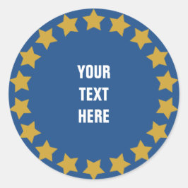 Adesivo Redondo Círculo de estrelas douradas texto e fundo persona