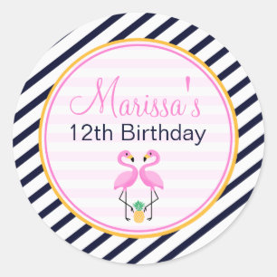 Adesivo Redondo Círculo de festa Flamingo