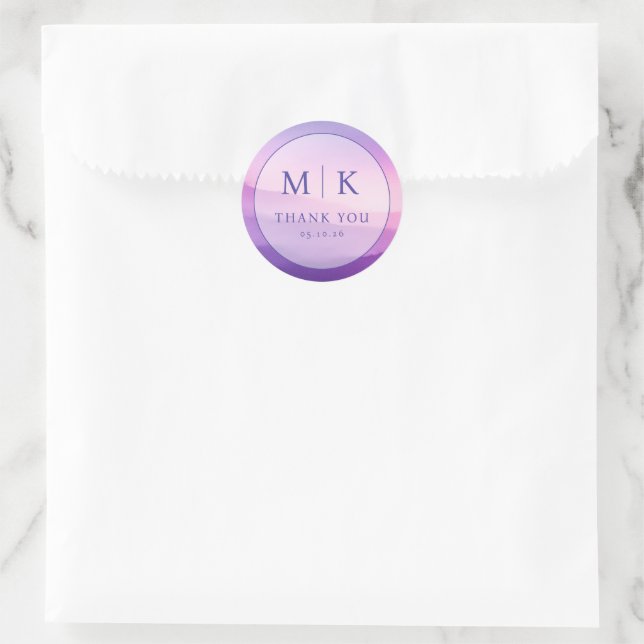 Adesivo Redondo Círculo de Gradiente de Lavanda Elegante (Bolsa)
