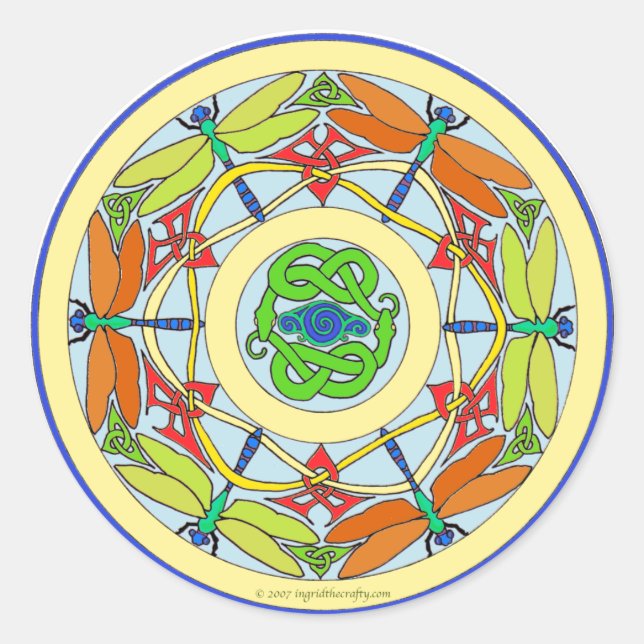 Adesivo Redondo círculo de libélula (Frente)