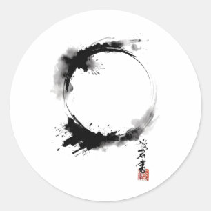 Adesivo Redondo Círculo de Meditação Yoga do Budismo Zen Enso