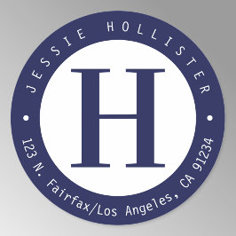 Adesivo Redondo Círculo de Monograma de Endereço de Devolução em A