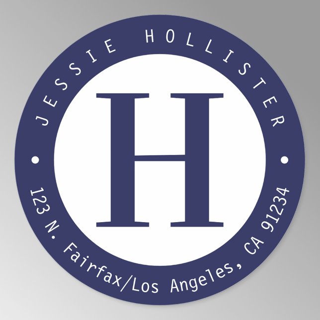 Adesivo Redondo Círculo de Monograma de Endereço de Devolução em A (Criador carregado)