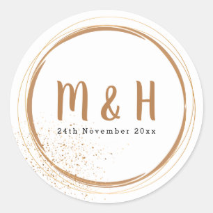 Adesivo Redondo Círculo de Monograma Dourado com brilho