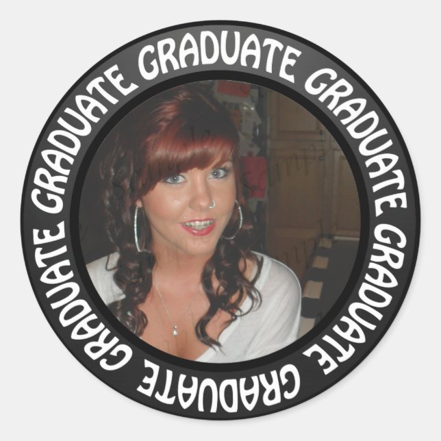 Adesivo Redondo Círculo de Quadro de Graduação Adicionar Sua Foto (Frente)