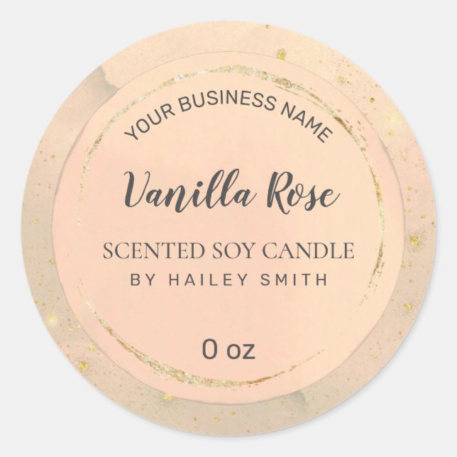 Adesivo Redondo Círculo De Tinta Escamudo Rosa E Dourada Vela De S (Frente)