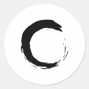 Adesivo Redondo Círculo Enso de Meditação Mindfulness Buda Budista