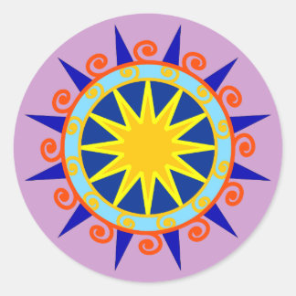 Adesivo Redondo Círculo espirais estrela star circle spirals