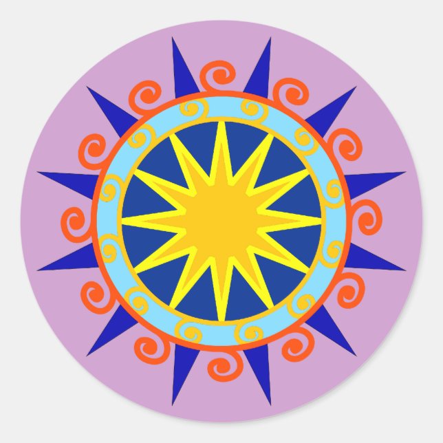 Adesivo Redondo Círculo espirais estrela star circle spirals (Frente)